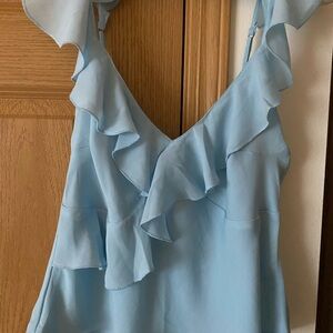 SOLD!!! Abercrombie & Fitch Blue Flutter Sleeve Ruffled Blouse